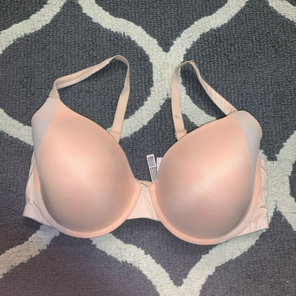 VICTORIA/'S SECRET GRAY VELVET STRAP BODY BY VICTORIA LINED PERFECT COVERAGE BRA